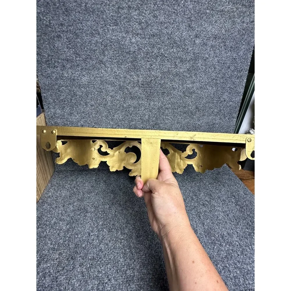 Vintage ornate gold wall shelf 19” French Provincial Hollywood Regency resin